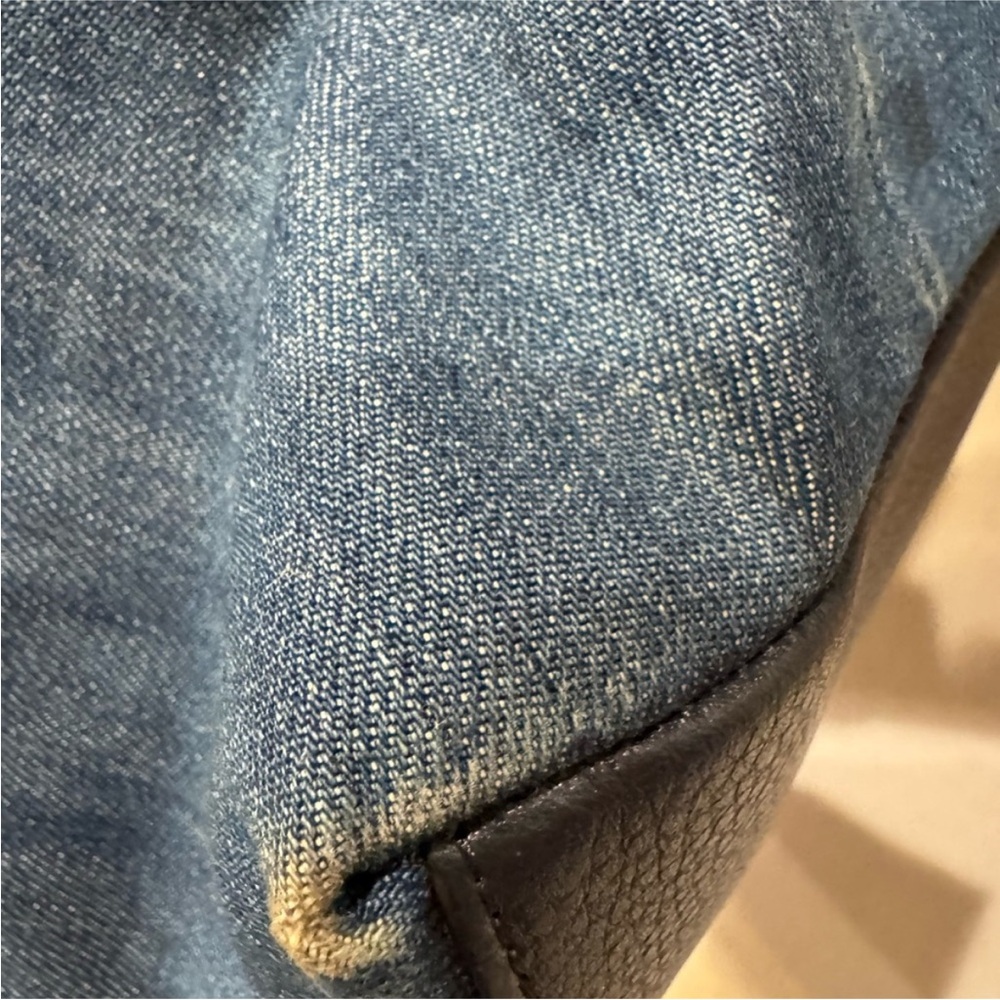 Coach Blue Denim Tote with Navy Leather Trim and Gold Hardware - Picture 9 of 16